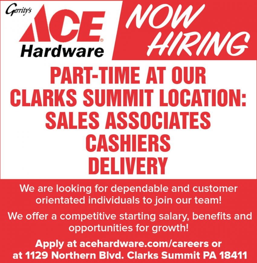 Sales Associates, Gerrity's Ace Hardware, Clarks Summit, PA