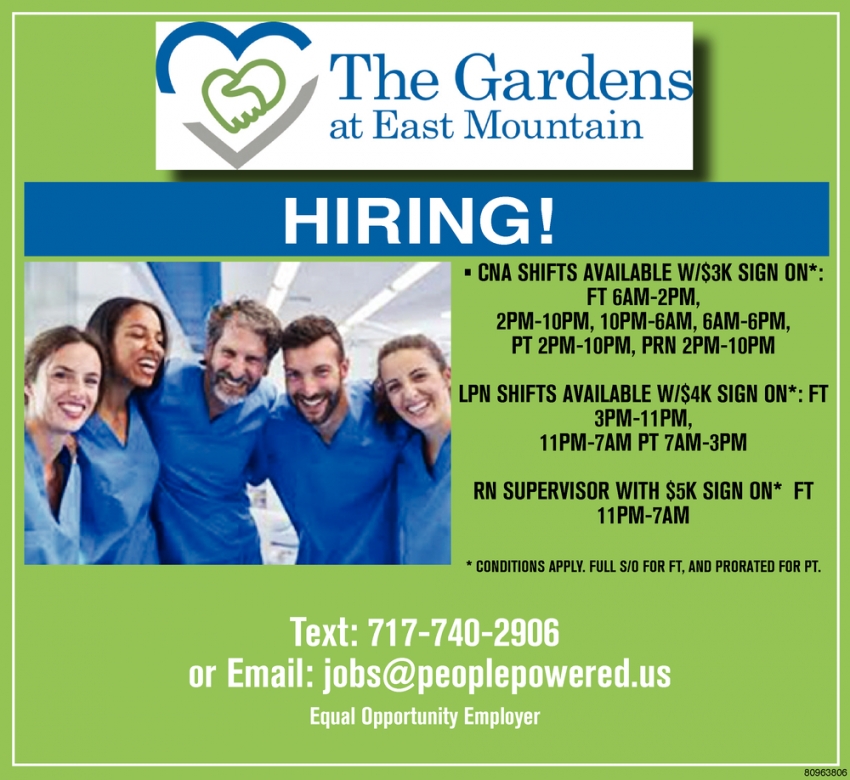 Hiring The Gardens at East Mountain Wilkes Barre PA