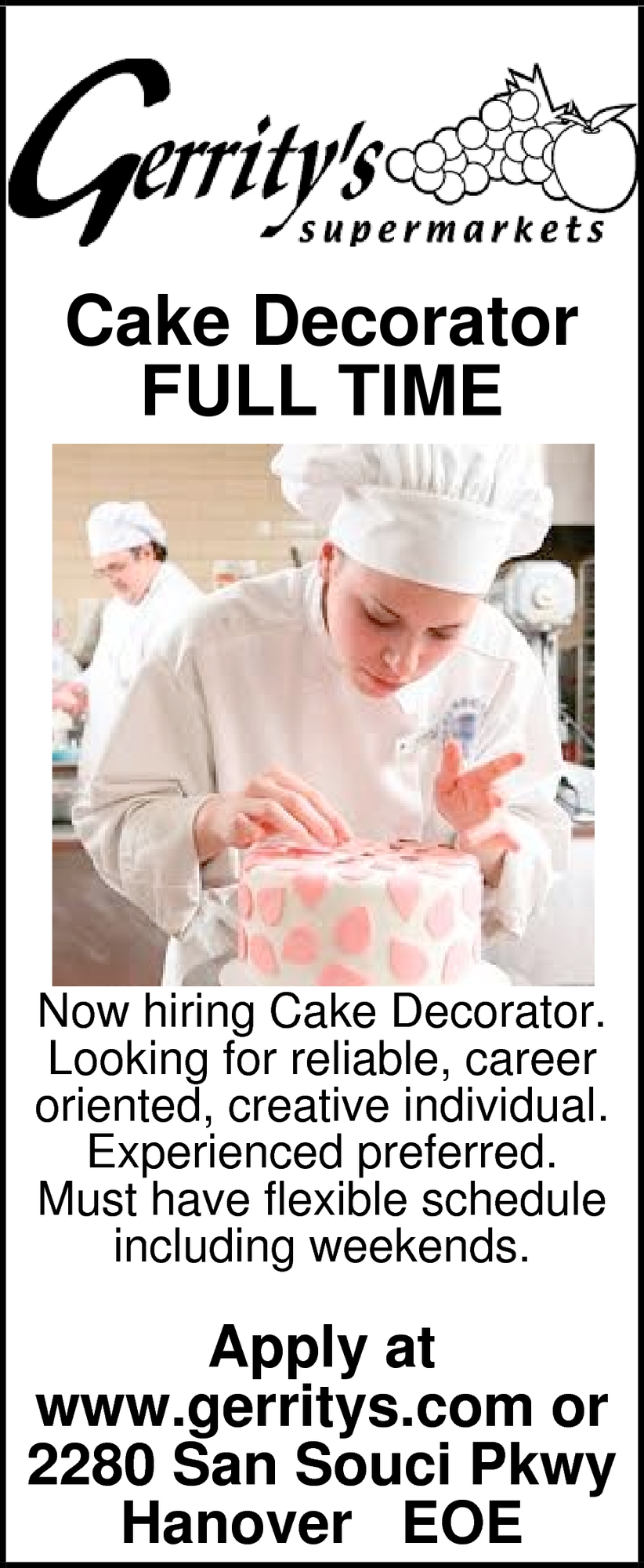 Cake Decorator, Gerrity\'s Supermarkets, Scranton, PA