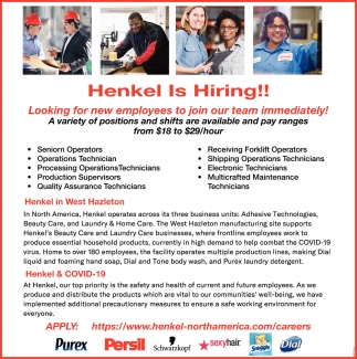 Henkel is Hiring, Henkel, Hazleton, PA